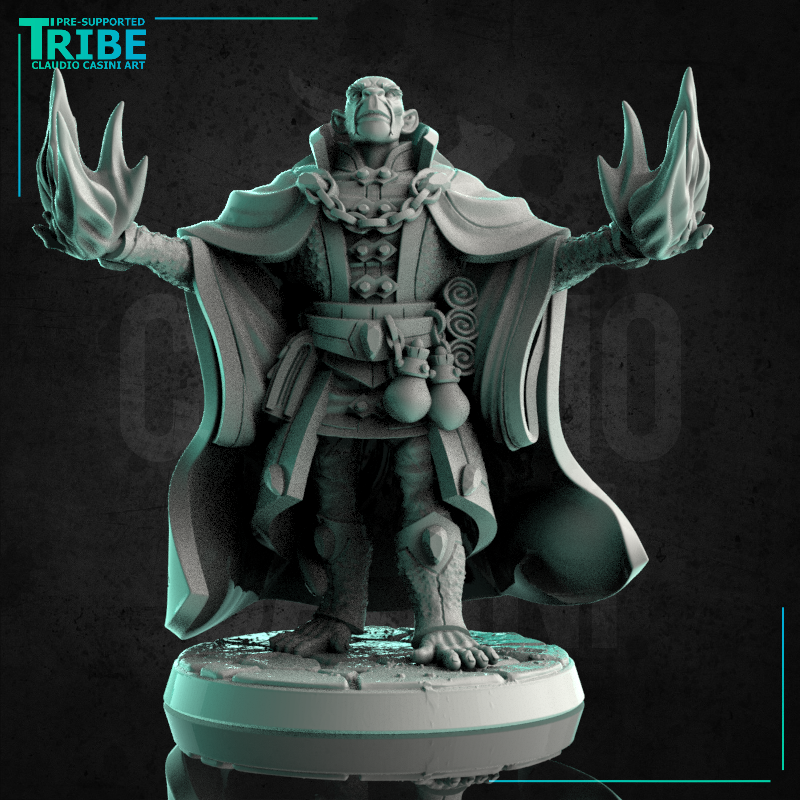 (0238) Male monkey folk ape man wizard magician evocator with spells